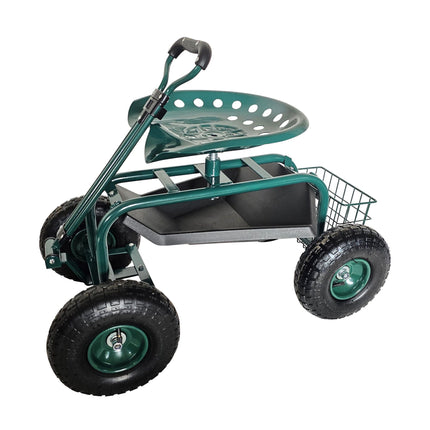 Gartensitz auf Rollen mit Stauraum und verstellbarer Höhe