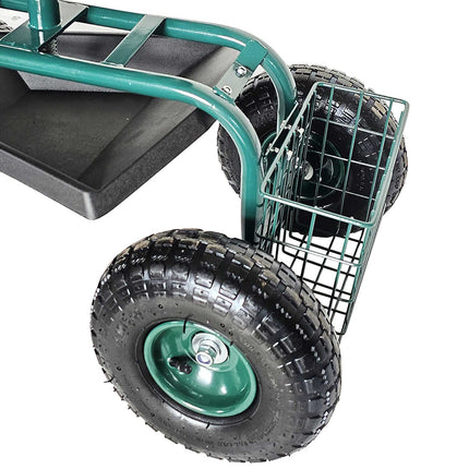 Gartensitz auf Rollen mit Stauraum und verstellbarer Höhe