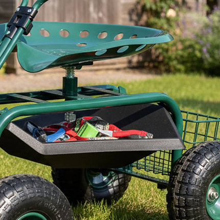 Gartensitz auf Rollen mit Stauraum und verstellbarer Höhe