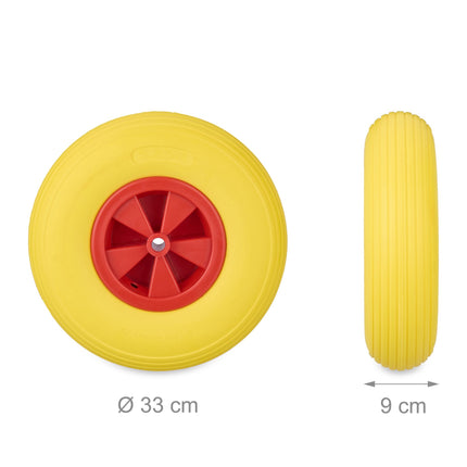 Roue pour brouette 3.50-6 en jaune/rouge