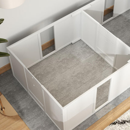 Welpenbox aus Holz mit rutschfestem Boden, verstellbar, 196x96x48 cm