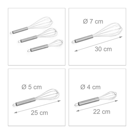 Whisk set in stainless steel