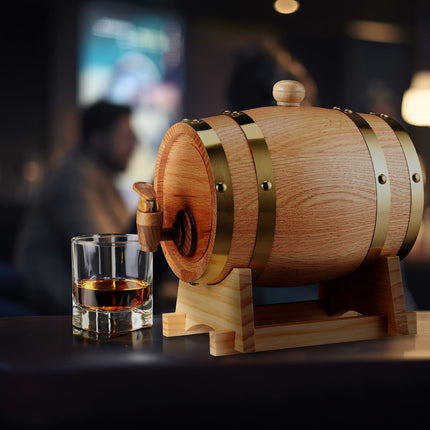 Whisky Barrel with Tap, 1.25L Oak Wood