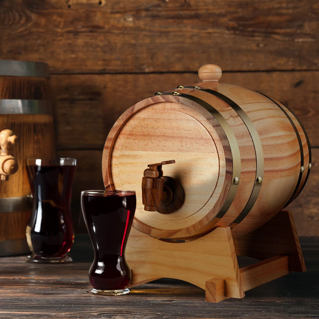 Whisky Barrel with Tap Dispenser, 2.2L Capacity