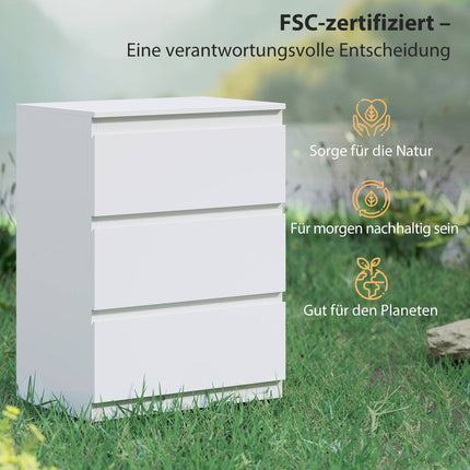 White 3-Drawer Dresser for Bedroom, Hallway, Living Room