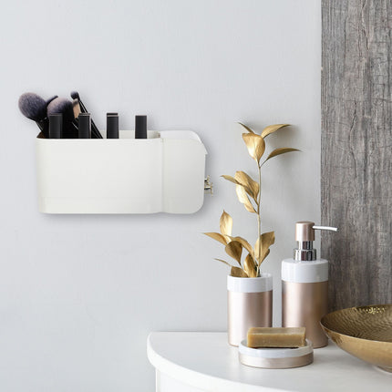 Weißer selbstklebender Kosmetik-Organizer fürs Badezimmer, 4 Fächer
