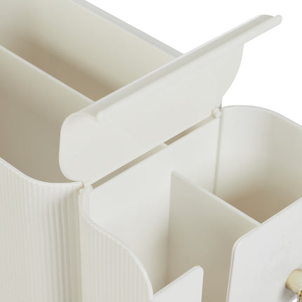 Weißer selbstklebender Kosmetik-Organizer fürs Badezimmer, 4 Fächer