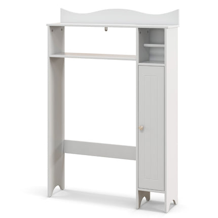 Weißer Badezimmerschrank mit Toilettenpapierhalter & Ablagen