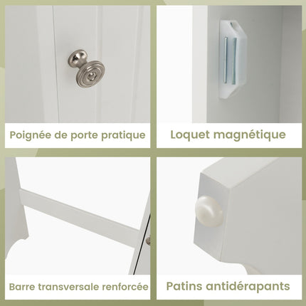 Weißer Badezimmerschrank mit Toilettenpapierhalter & Ablagen