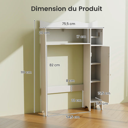 Weißer Badezimmerschrank mit Toilettenpapierhalter & Ablagen