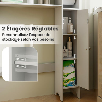 Weißer Badezimmerschrank mit Toilettenpapierhalter & Ablagen