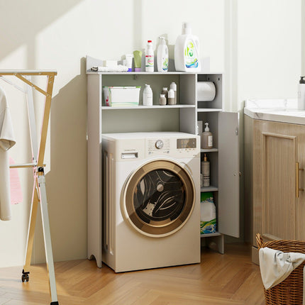 Weißer Badezimmerschrank mit Toilettenpapierhalter & Ablagen