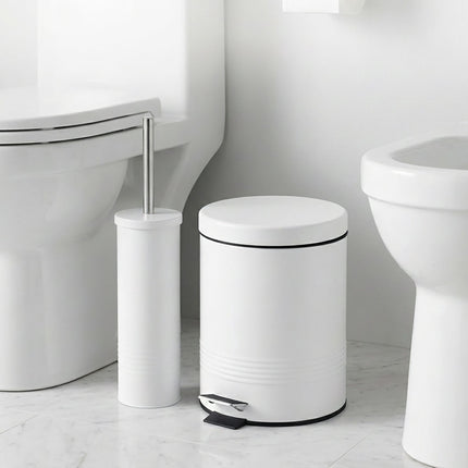 Weißes Bad-Set mit Treteimer & Toilettenbürste