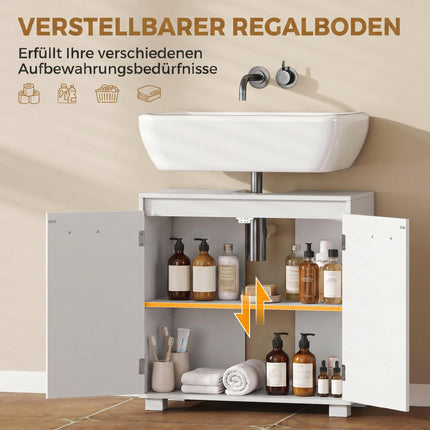 White Bathroom Sink Cabinet with Adjustable Shelf, 60x30x60 cm