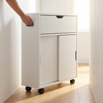 Weißer Badezimmer-Aufbewahrungswagen, 4 Fächer