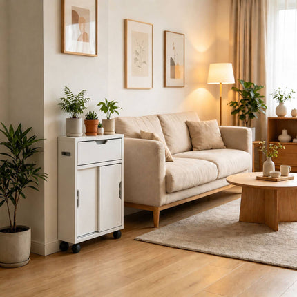 Weißer Badezimmer-Aufbewahrungswagen, 4 Fächer