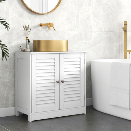 Weißer Badezimmerschrank mit Rollladentüren, 60x30x60 cm