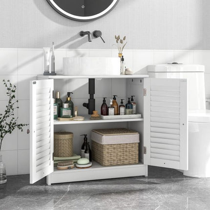 Weißer Badezimmerschrank mit Rollladentüren, 60x30x60 cm