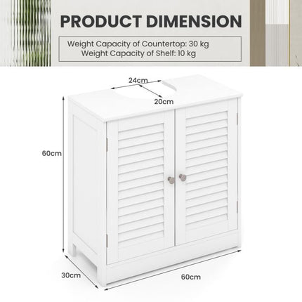 Weißer Badezimmerschrank mit Rollladentüren, 60x30x60 cm