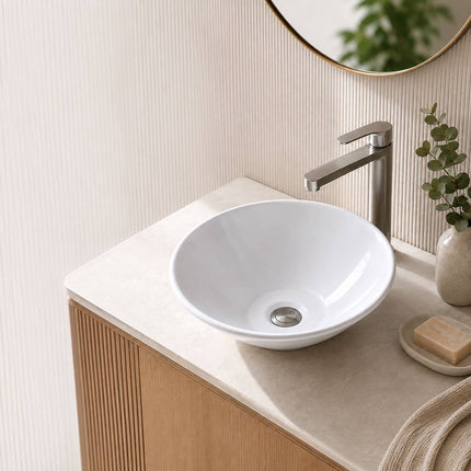 White Ceramic Countertop Basin, 41.5 x 41.5 x 15 cm
