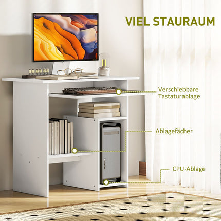 Weißer Computertisch, Spanplatte, 80 x 45 x 75 cm