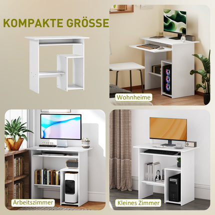 Weißer Computertisch, Spanplatte, 80 x 45 x 75 cm