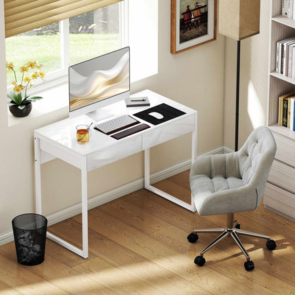 White Desk 100x50 cm with 2 Drawers for Small Spaces