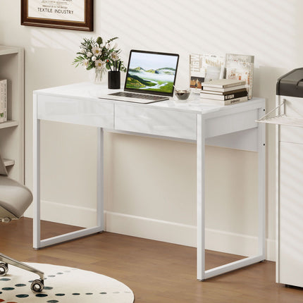 White Desk 100x50 cm with 2 Drawers for Small Spaces