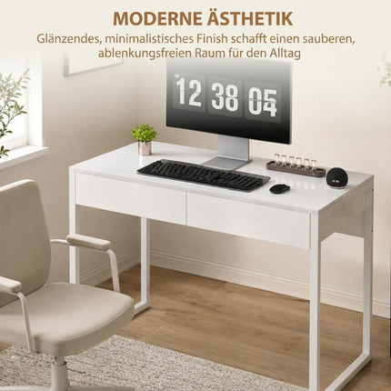White Desk 100x50 cm with 2 Drawers for Small Spaces