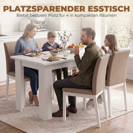 White Dining Table with Hidden Storage, 120x60 cm