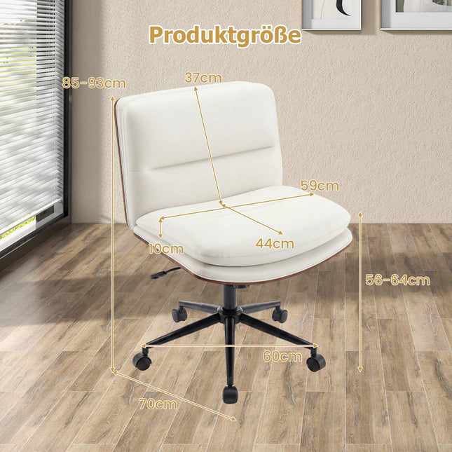 Weißer ergonomischer Bürostuhl, höhenverstellbar, ohne Armlehnen