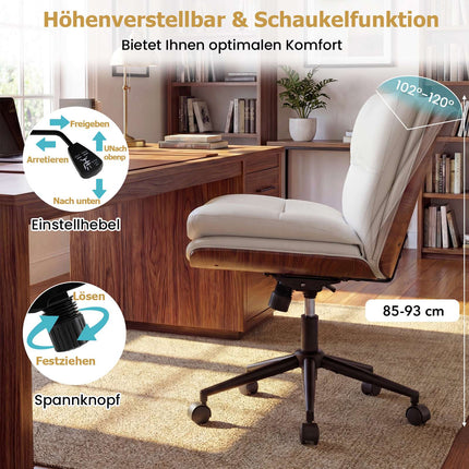 Ergonomická kancelářská židle, nastavitelná výška, bez područek, bílá