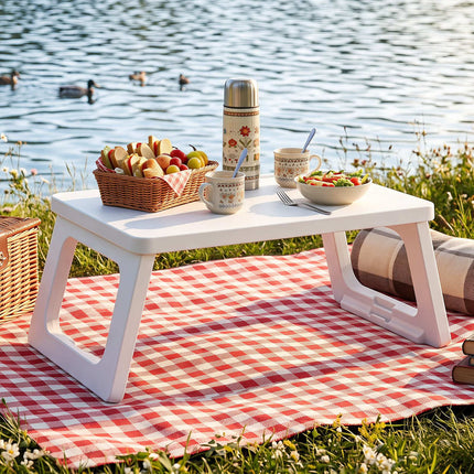 White Folding Bed Tray with Tablet Slot – 59.5 x 39.5 cm