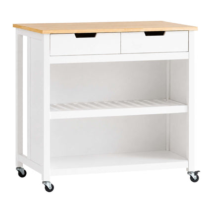 White Kitchen Trolley with Drawers and Seating
