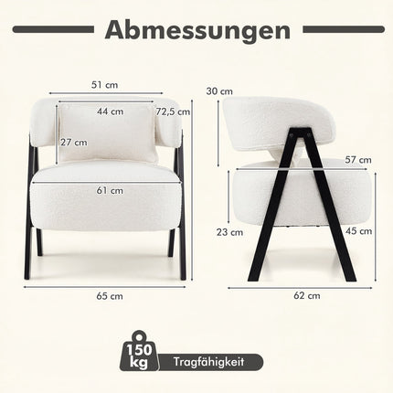 White Lounge Chair with Faux Fur and Lumbar Pillow