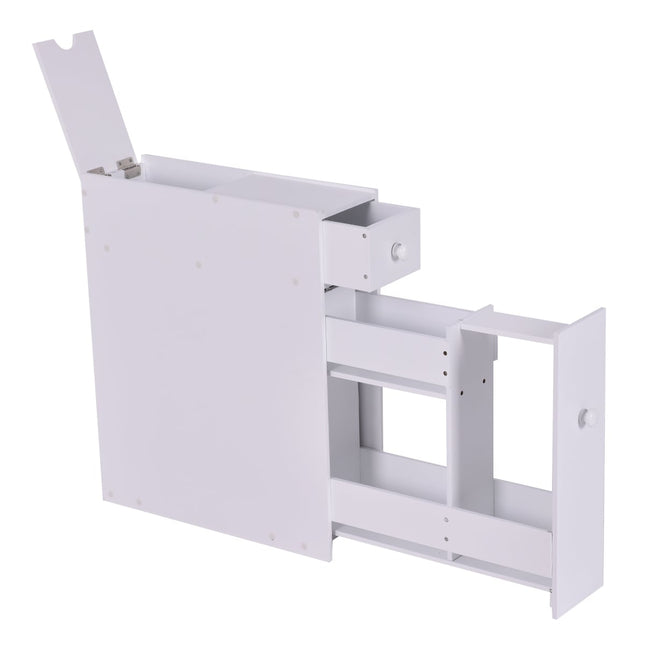 White MDF Bathroom Cabinet with Drawer and Shelves