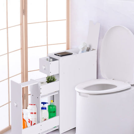 Weißer MDF-Badezimmerschrank mit Schublade und Regalen