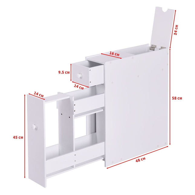 White MDF Bathroom Cabinet with Drawer and Shelves