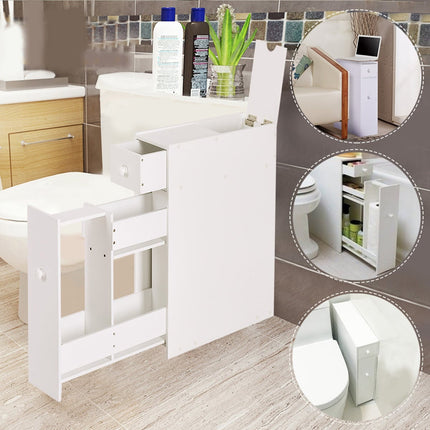 Weißer MDF-Badezimmerschrank mit Schublade und Regalen
