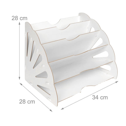 White MDF Desk Organiser with 5 Angled Slots