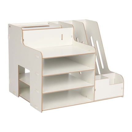 White MDF Document Organiser with File Holder
