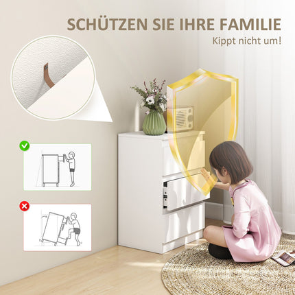 Weiße MDF Nachttische 2er-Set mit 3 Schubladen