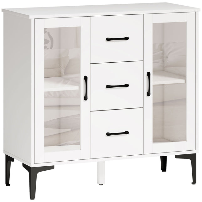 Komoda z MDF s dvířky Soft-Close a zásuvkami, bílá