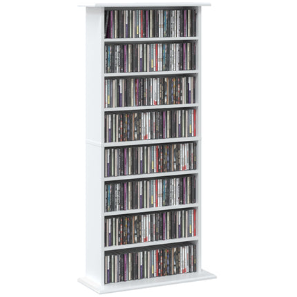 White Media Cabinet, 8 Shelves, Adjustable, Holds 360 CDs