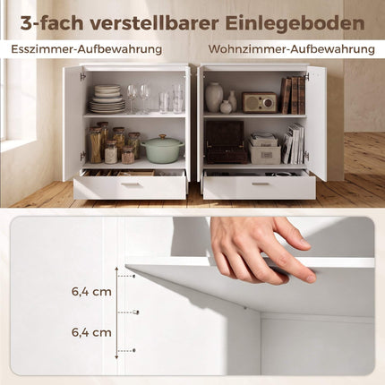 White Modern Sideboard with Drawer and Adjustable Shelf