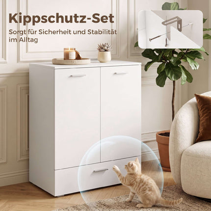 White Modern Sideboard with Drawer and Adjustable Shelf