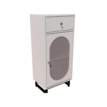 White PE Rattan Storage Cabinet with Adjustable Shelf