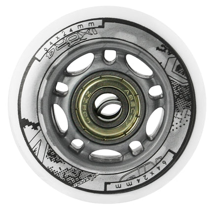 Weiße PU 64x24 82A Rollen & ABEC-7 Kugellager Set