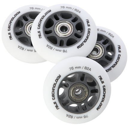 White PU 76x24 82A Wheels & ABEC-9 Bearings Set