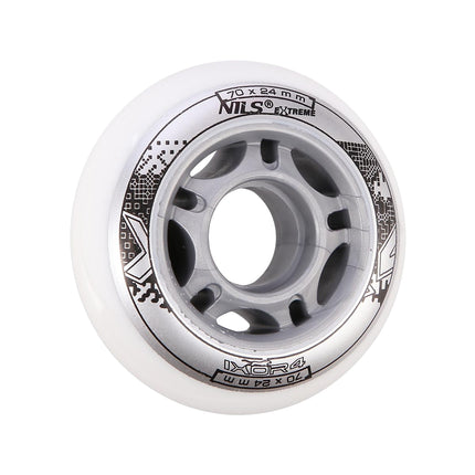PU kolečka na brusle, 70x24mm, 82A, sada 4 ks, bílá
